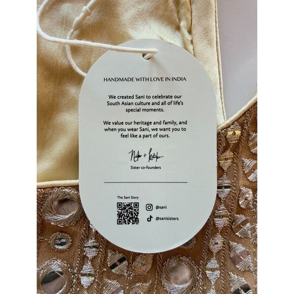 NWT Sani Tara Gold Mirror Embellished Halter Style Cropped Top Size XL *TOP ONLY - Picture 8 of 13